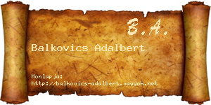 Balkovics Adalbert névjegykártya